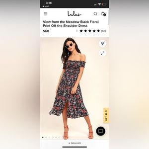 Lulus View from the Meadow black floral off-the-shoulder dress - size M